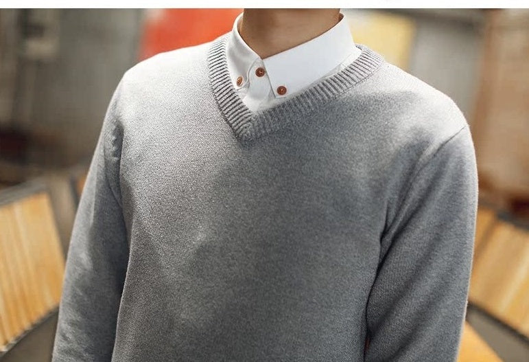 Grey V-Neck Sweatshirt
