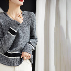 Grey V-Neck With Black Linings Sweater