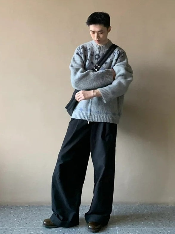 Grey Zip-Up Soft Knit Cardigan