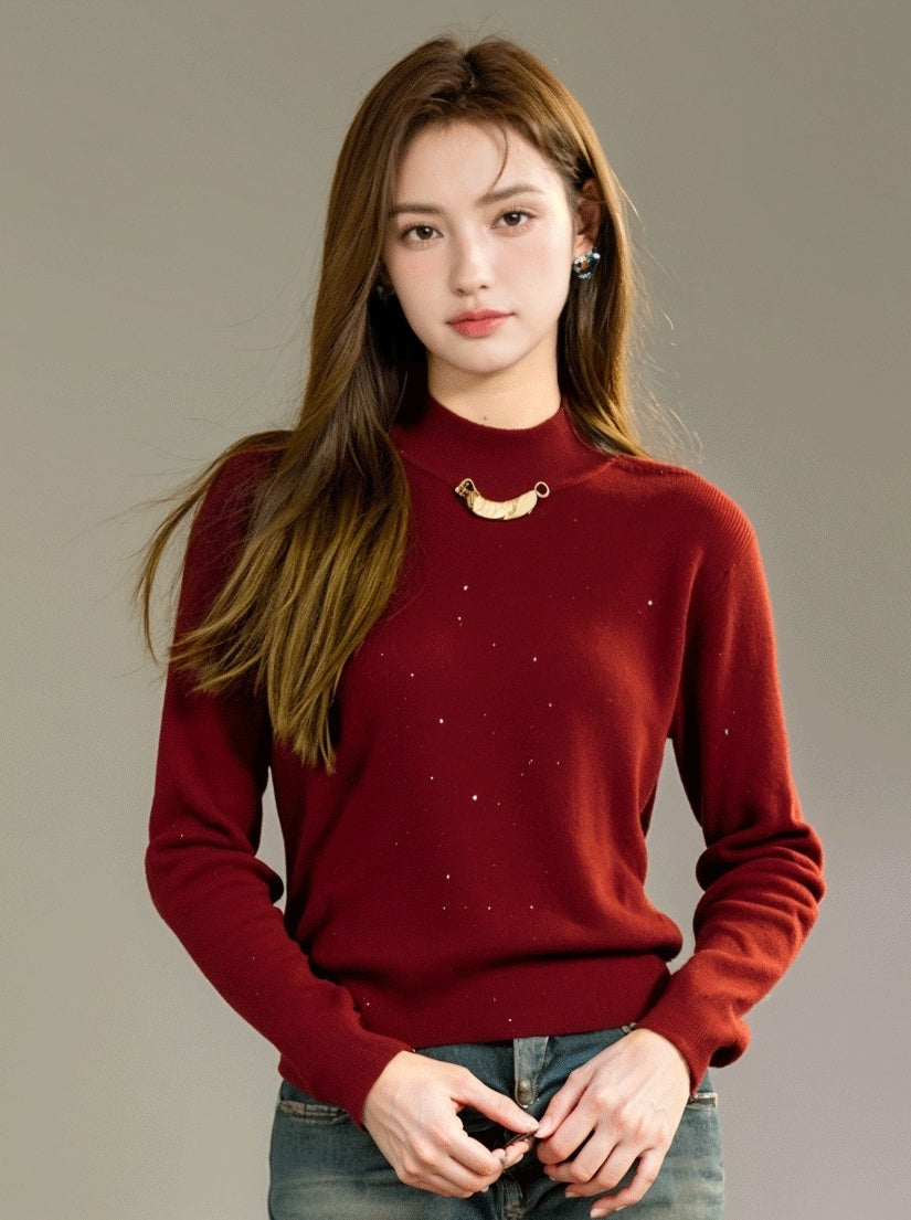 Christmas Red Slim Knit Top