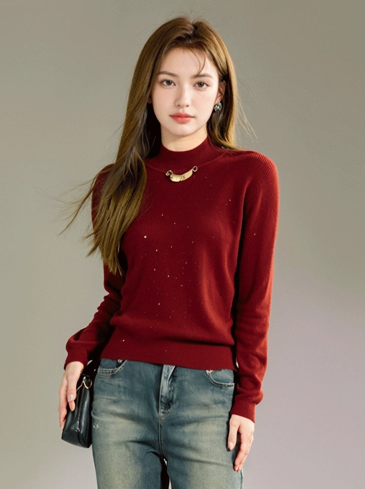 Christmas Red Slim Knit Top