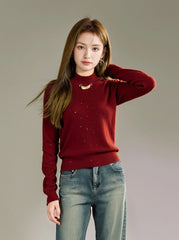 Christmas Red Slim Knit Top