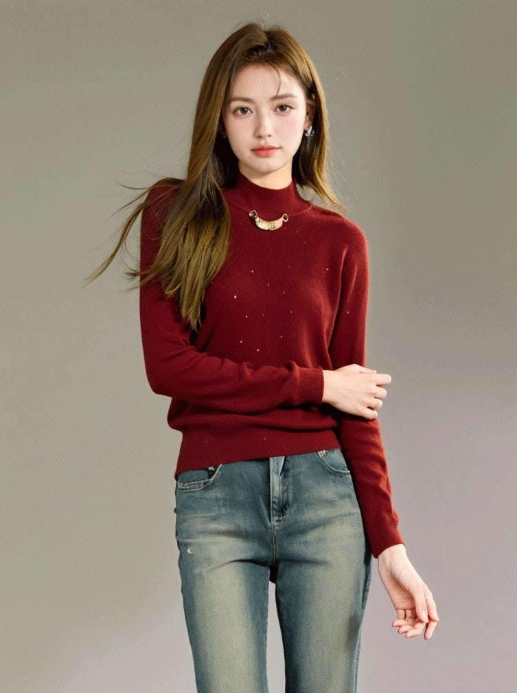 Christmas Red Slim Knit Top