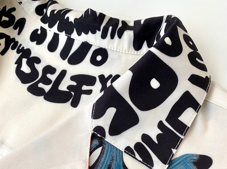 Beige Written Floral Shirt