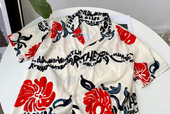 Beige Written Floral Shirt