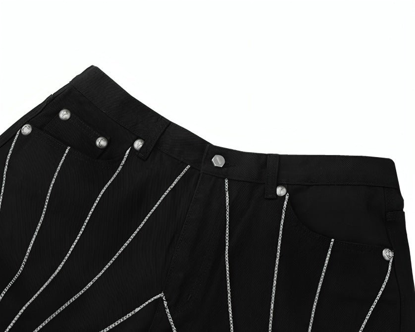 Black Spider Web Embroidery Jeans