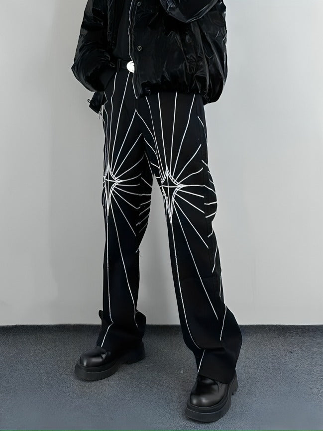 Black Spider Web Embroidery Jeans