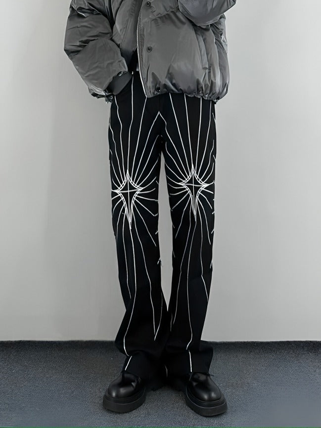 Black Spider Web Embroidery Jeans