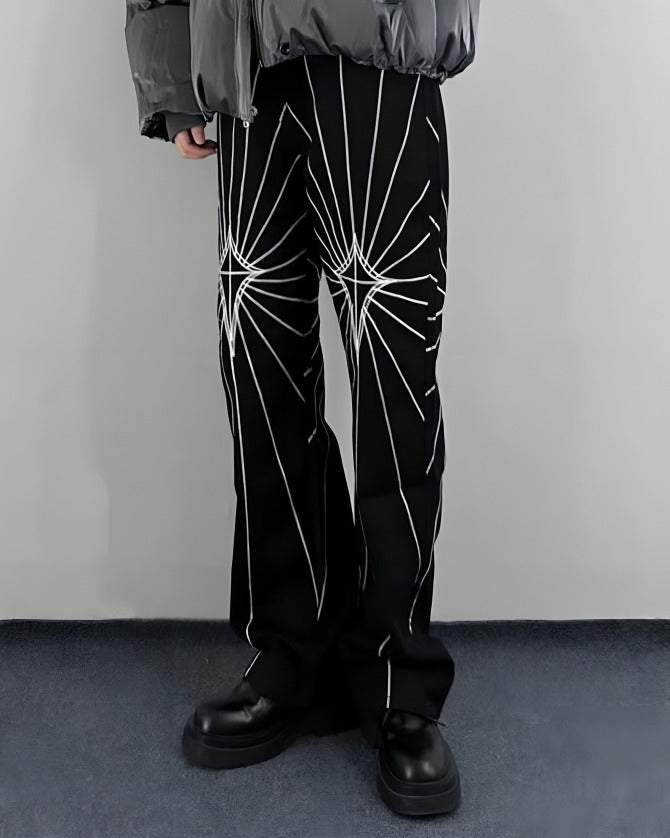 Black Spider Web Embroidery Jeans