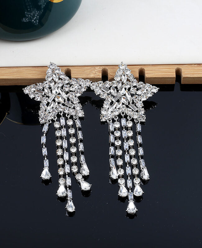 Silver Dangling Star Earrings