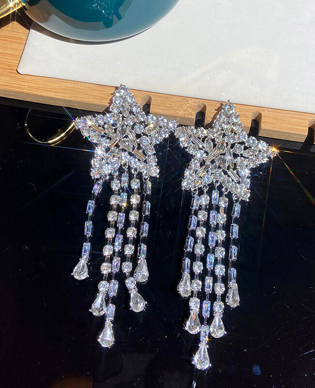 Silver Dangling Star Earrings
