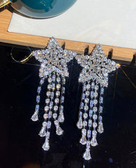 Silver Dangling Star Earrings
