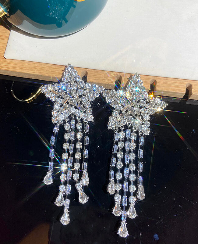Silver Dangling Star Earrings