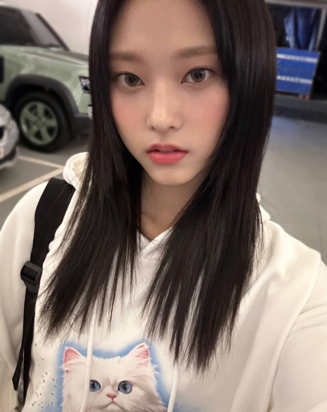 White Cat Print Hoodie