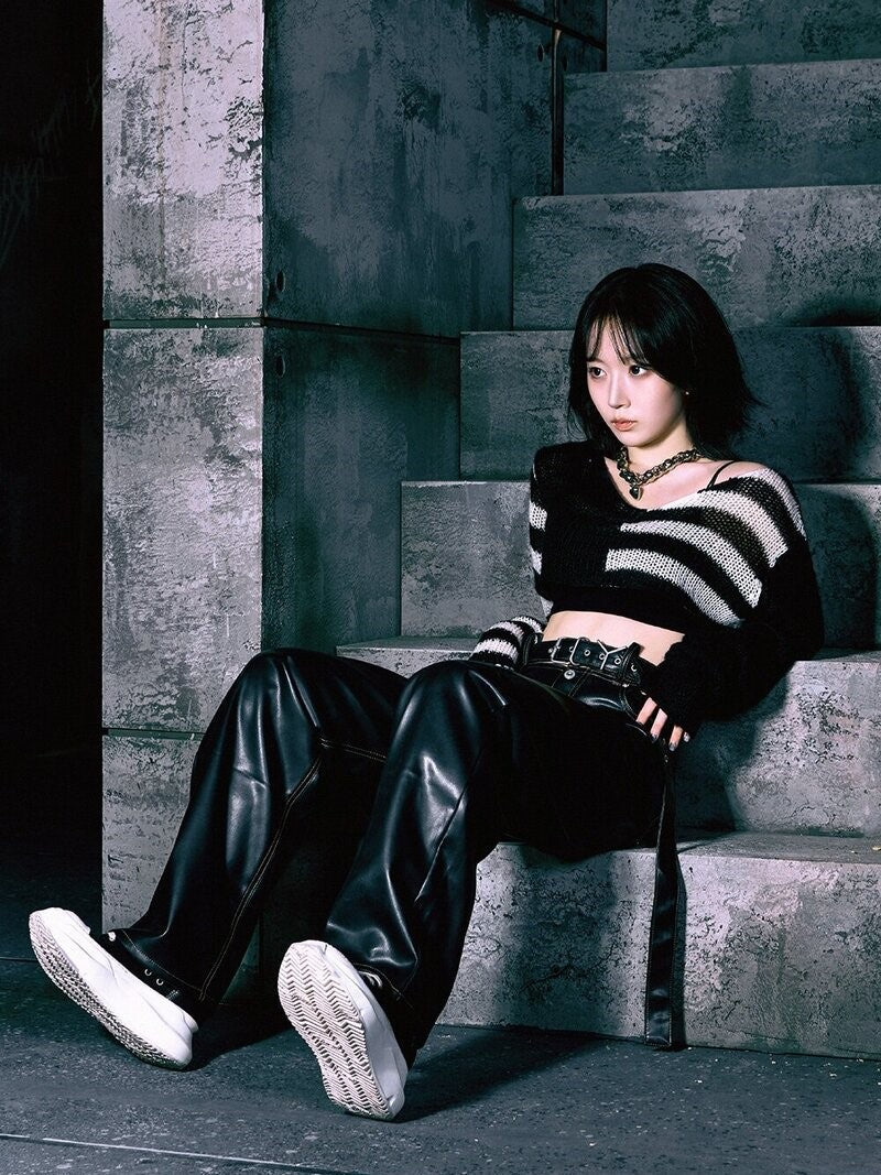 Black Cropped Stripe Sweater