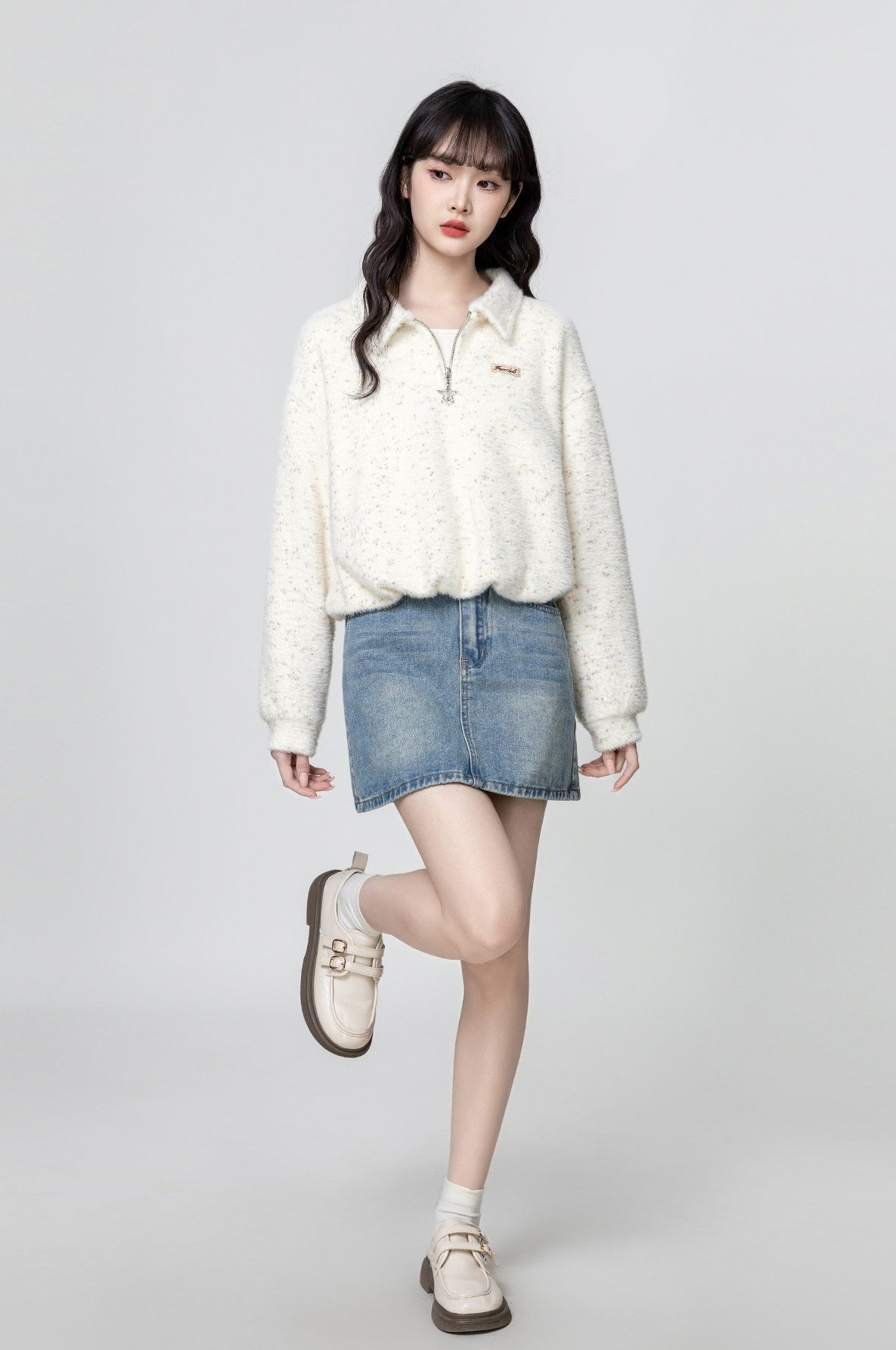 Half Zip Knit Polo Sweatshirt