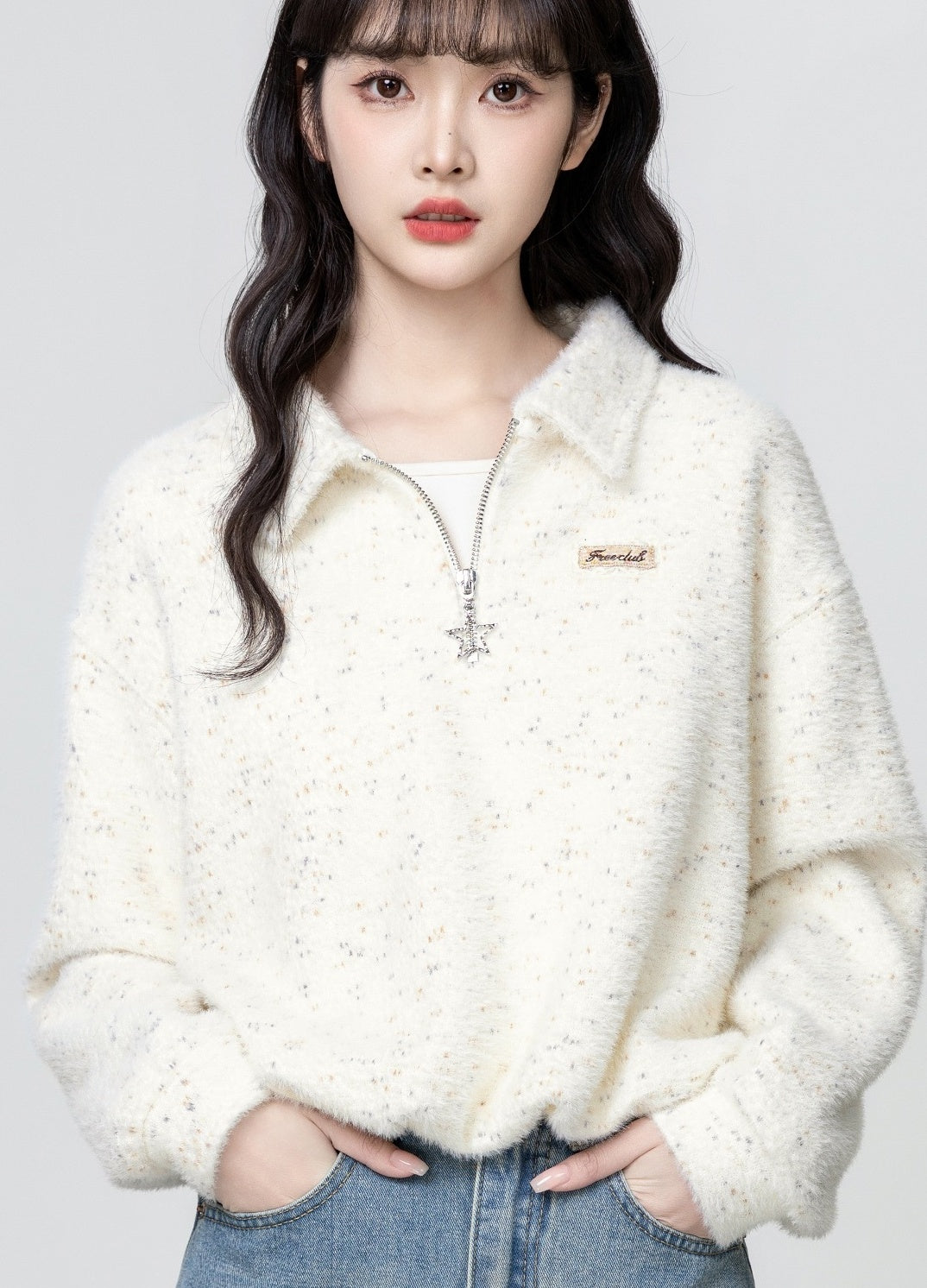 Half Zip Knit Polo Sweatshirt