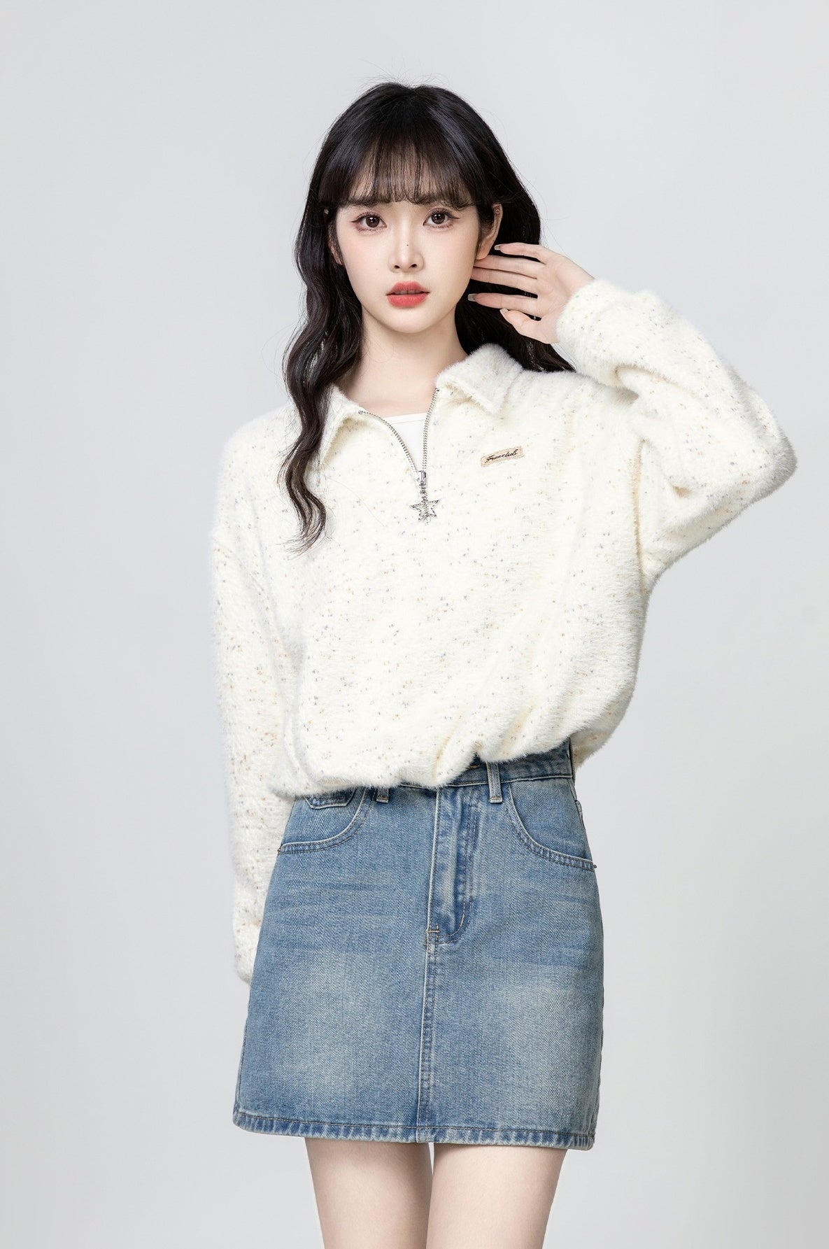 Half Zip Knit Polo Sweatshirt
