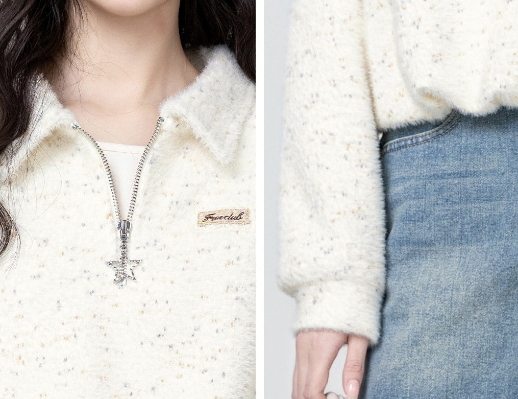 Half Zip Knit Polo Sweatshirt