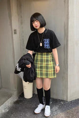 Yellow and Green Checkered Skirt