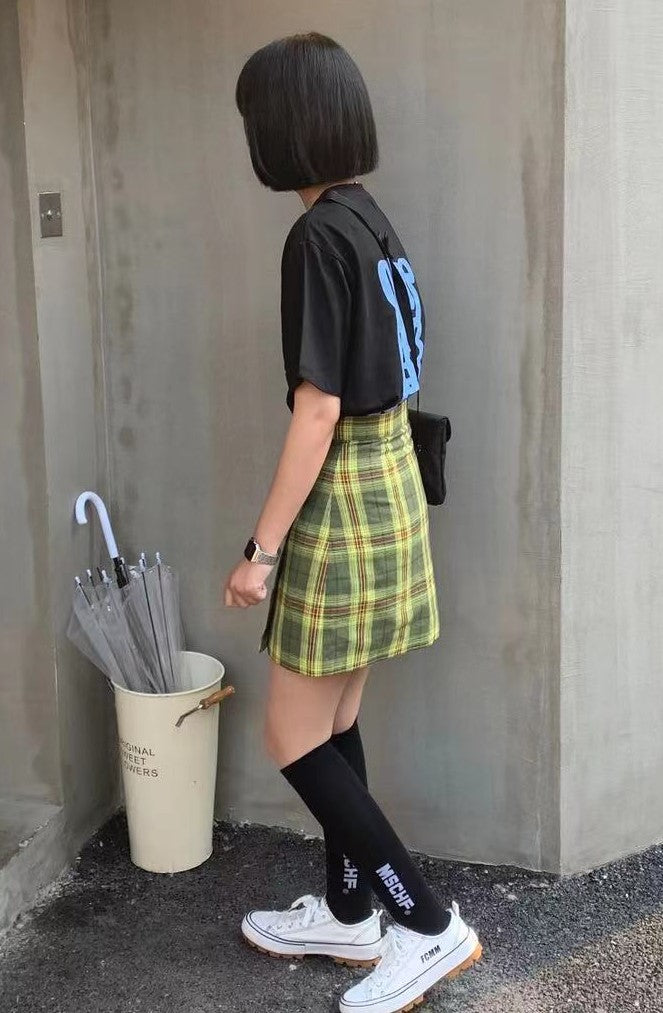 Yellow and Green Checkered Skirt