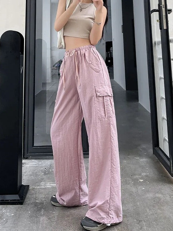 Pink Cargo Drawstring Pants