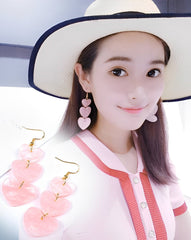 Pink Three-Hearts Geometric Earrings
