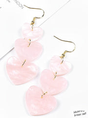 Pink Three-Hearts Geometric Earrings