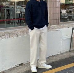 Henry Collar Knit Sweater Relaxed Fit