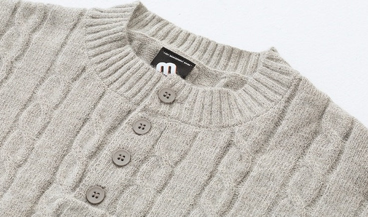 Henry Collar Knit Sweater Relaxed Fit