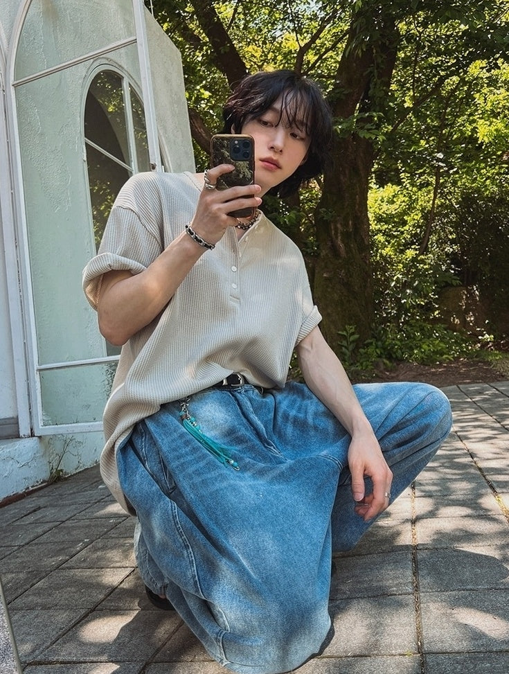 Henry Collar Short Sleeve Casual T-Shirt