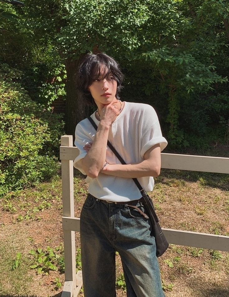 Henry Collar Short Sleeve Casual T-Shirt