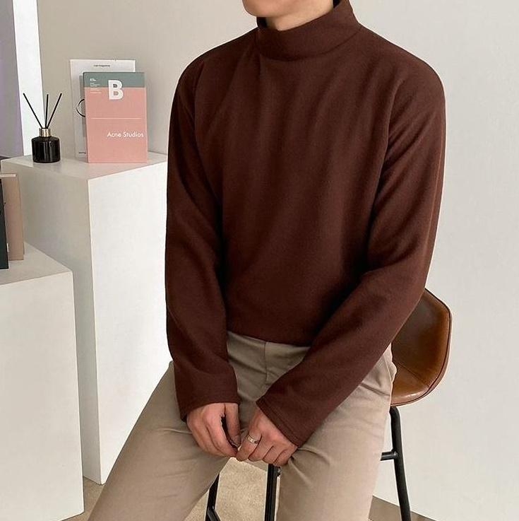 High Neck Casual Long Sleeve Shirt
