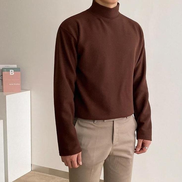 High Neck Casual Long Sleeve Shirt