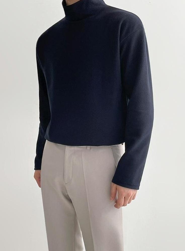 High Neck Casual Long Sleeve Shirt