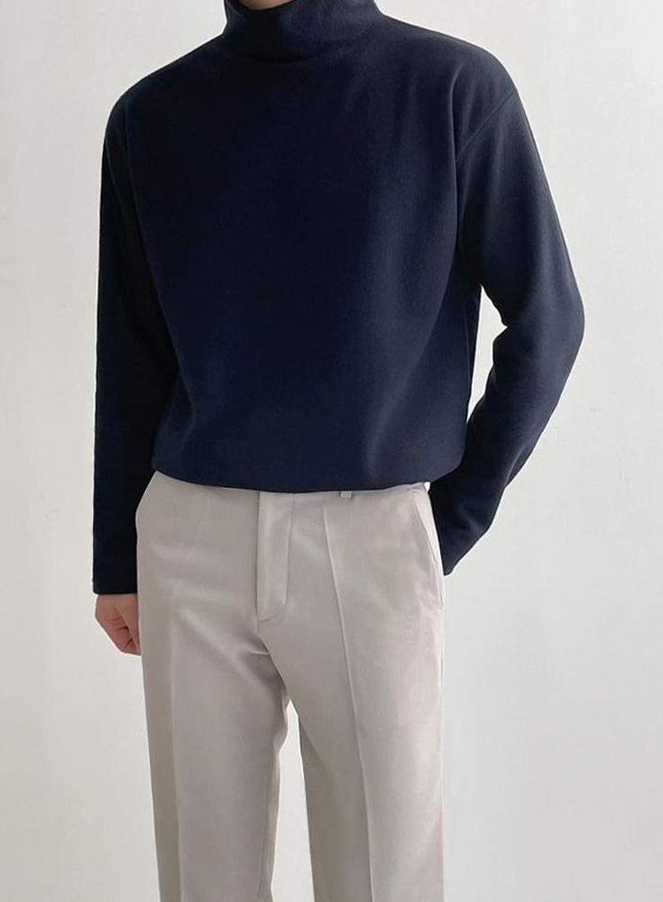High Neck Casual Long Sleeve Shirt