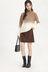 Brown Gradient Turtleneck Sweater