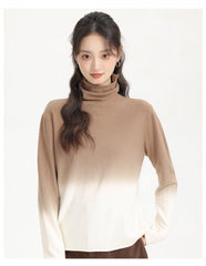 Brown Gradient Turtleneck Sweater