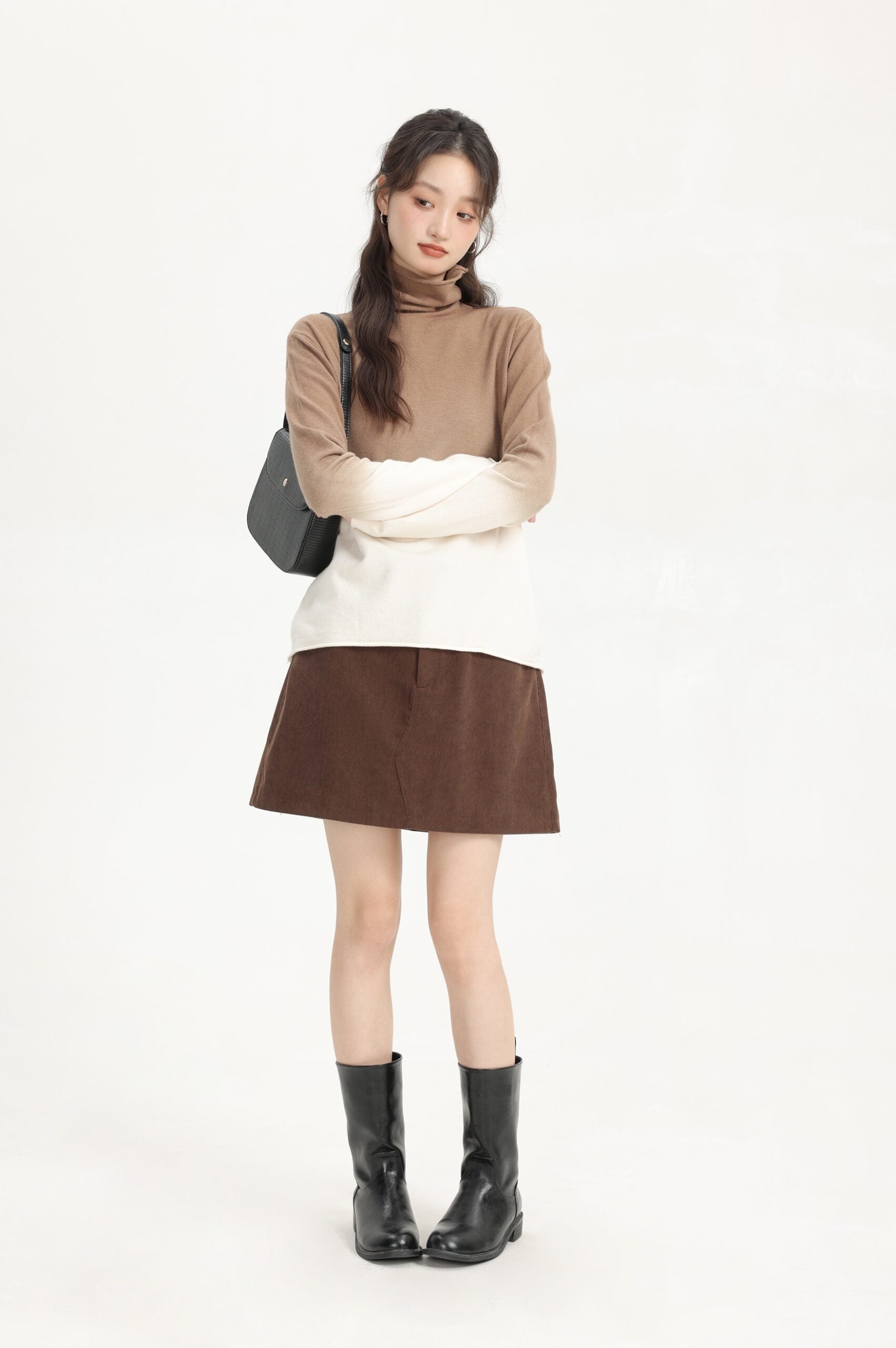 Brown Gradient Turtleneck Sweater