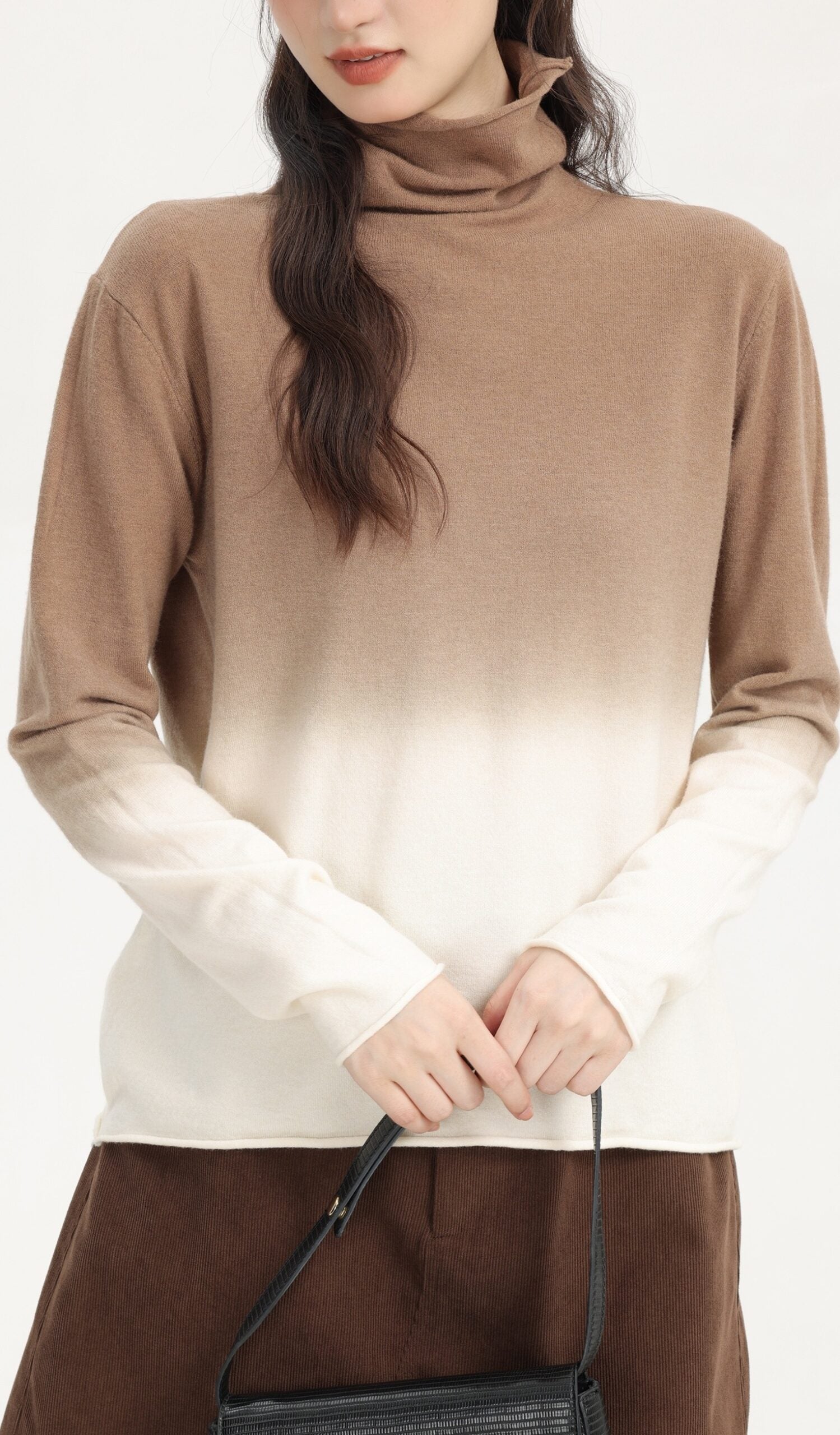 Brown Gradient Turtleneck Sweater