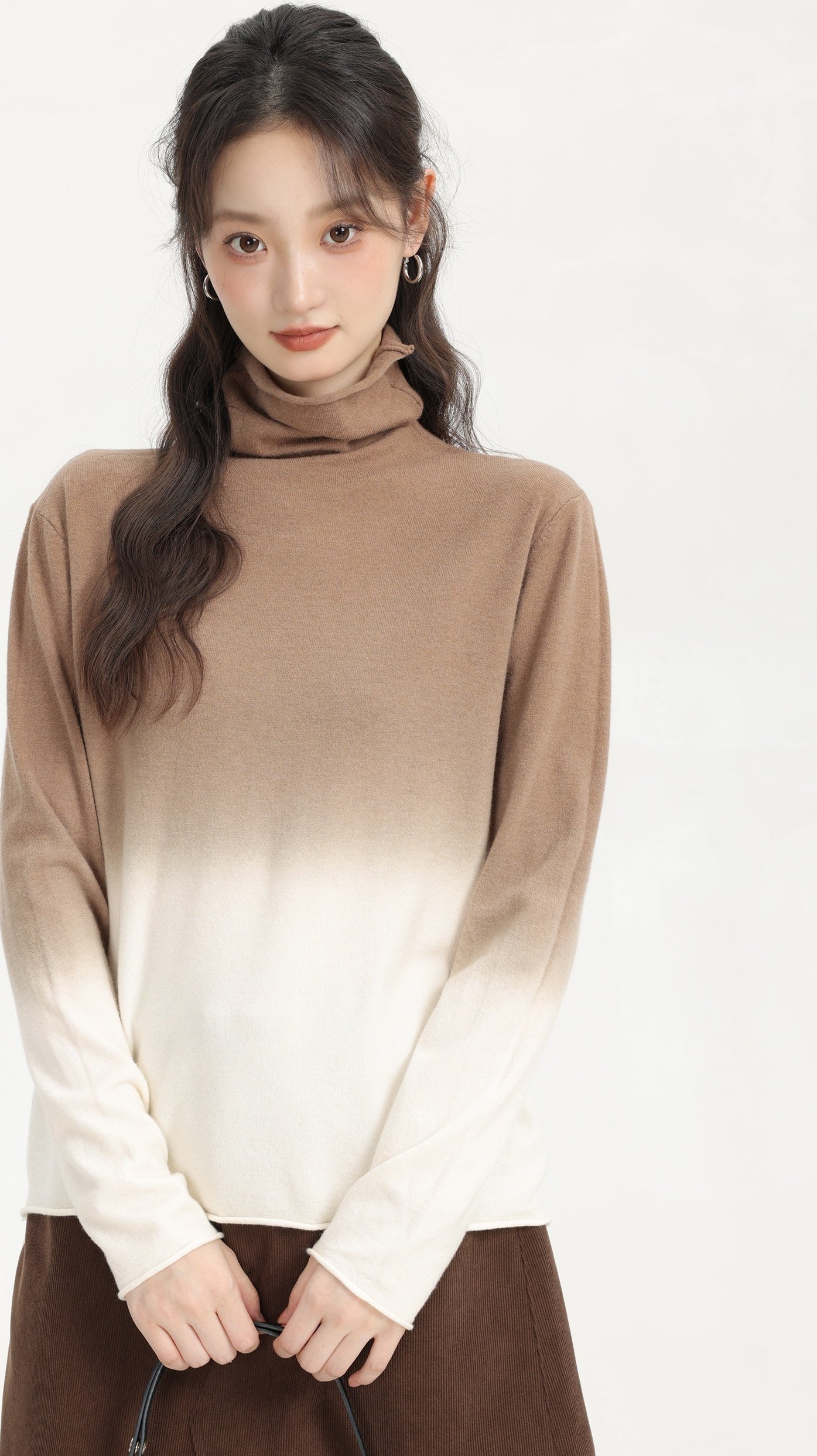 Brown Gradient Turtleneck Sweater