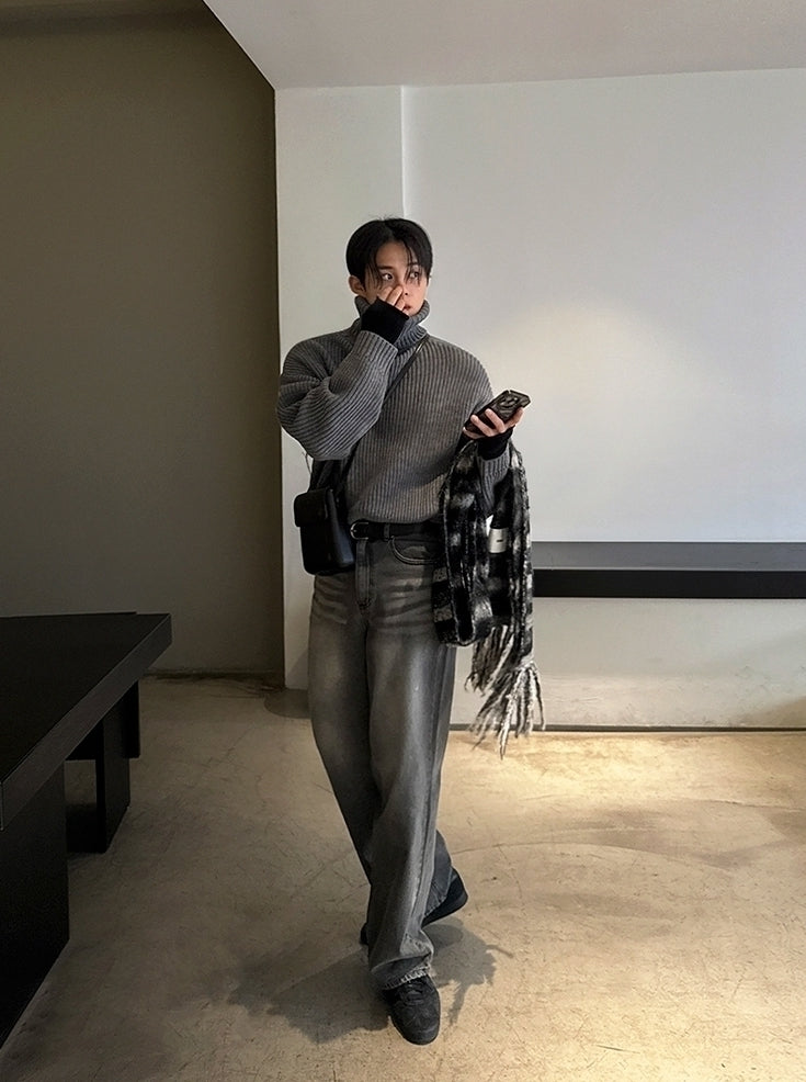 High-Neck Pullover Sweater