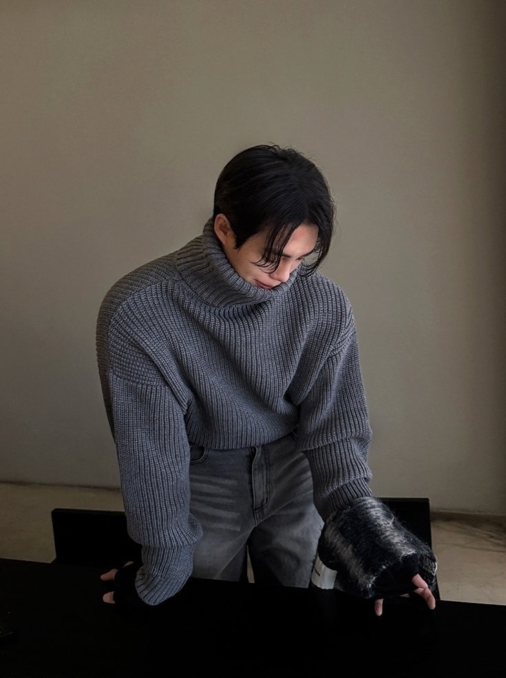 High-Neck Pullover Sweater