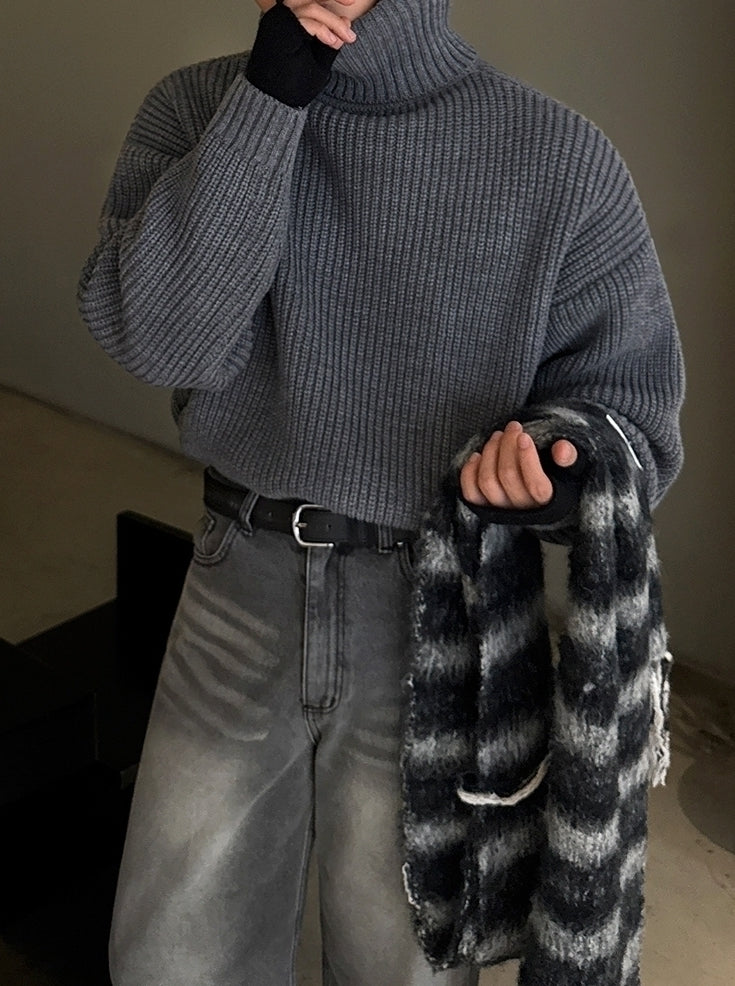 High-Neck Pullover Sweater