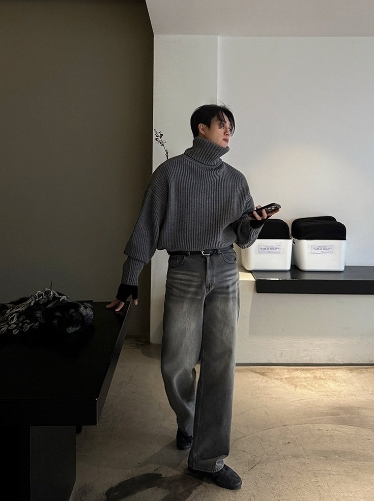 High-Neck Pullover Sweater