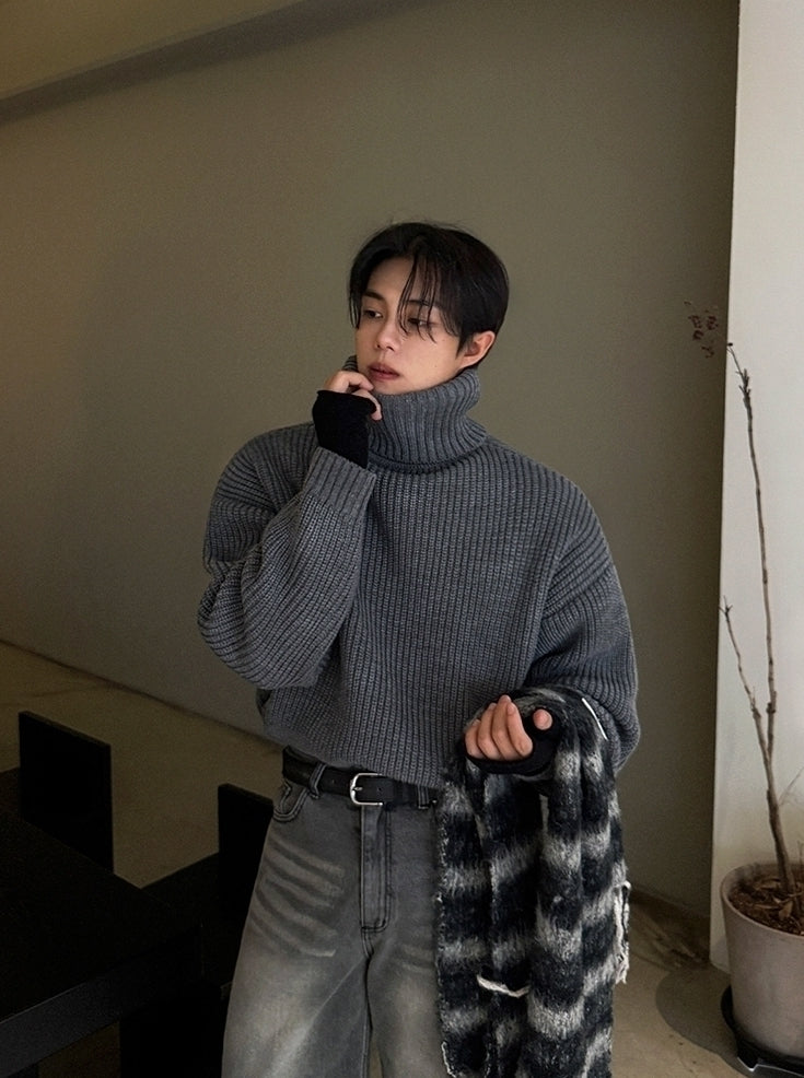 High-Neck Pullover Sweater