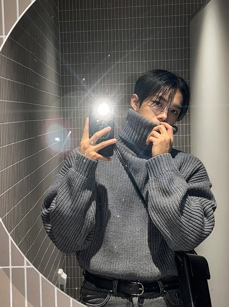 High-Neck Pullover Sweater