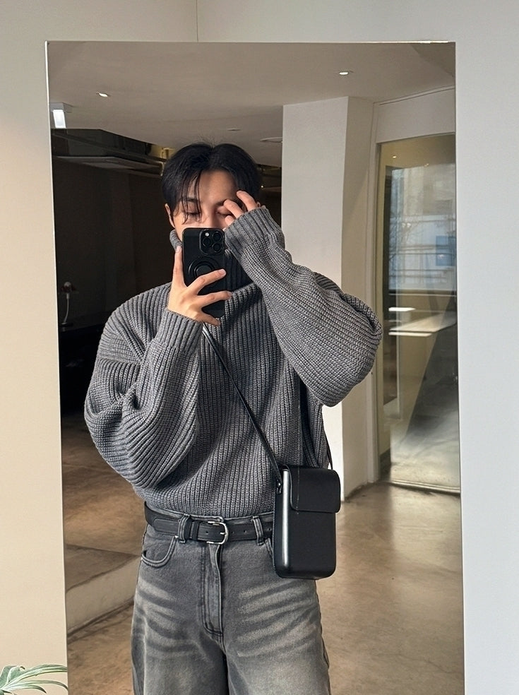 High-Neck Pullover Sweater
