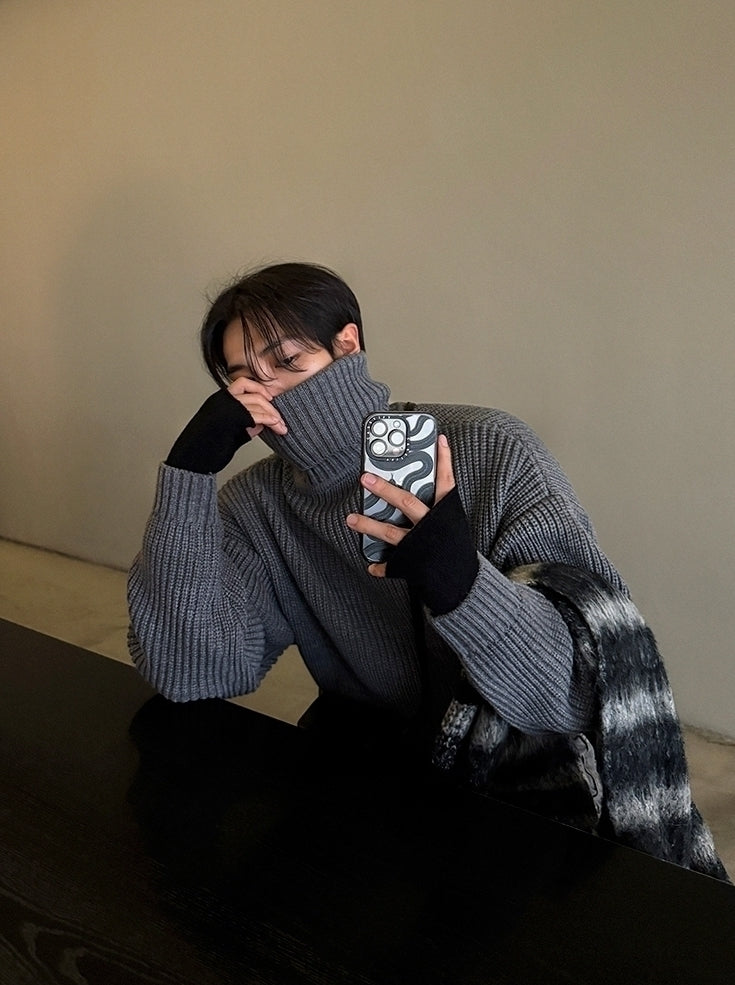High-Neck Pullover Sweater