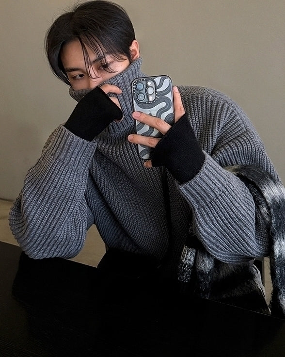 High-Neck Pullover Sweater
